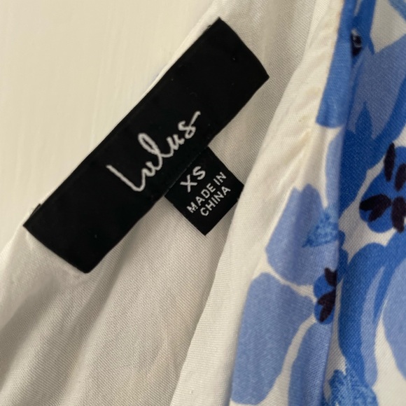 Lulus XS One Shoulder Blue Floral Print Dress - Picture 3 of 3